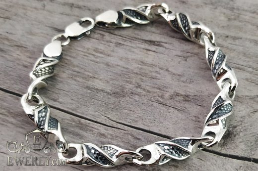 Buy author's unusual bracelet of silver - weaving of silver with blackening
